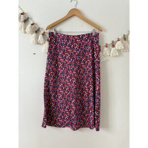 J. Crew Gwyneth Slip Skirt In Berry Floral Pull On Coquette Dainty Careerwear M